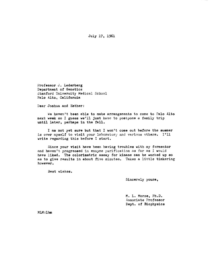 NLM pirated bbasga Morse to JL+EML 4-17-61
